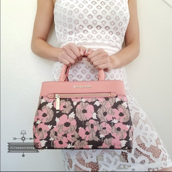 NWT Michael Kors Hailee Xs Satchel Floral Coral - Picture 6 of 8
